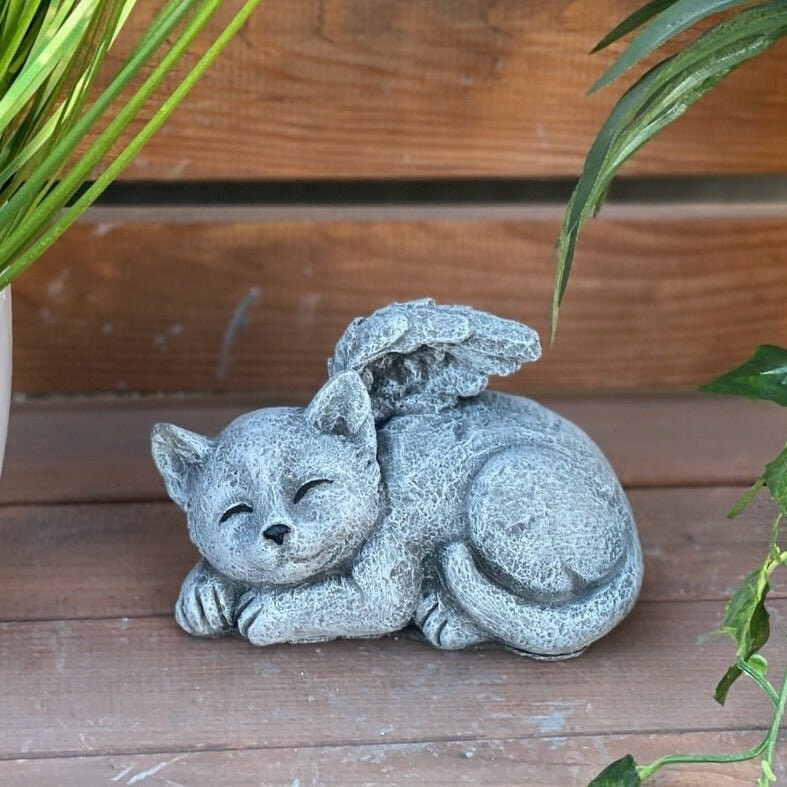 

Stoneandstyle каменная фигурка кота с крыльями ангела морозостойкая зимостойкая литой камень