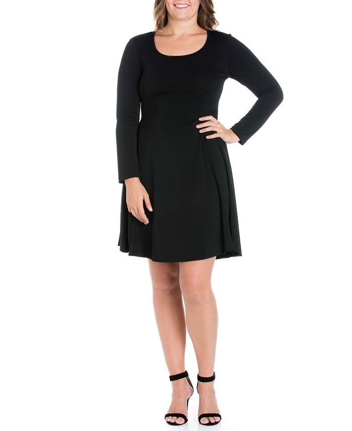 Женское приталенное платье больших размеров с расклешенной юбкой 24seven Comfort Apparel, черный