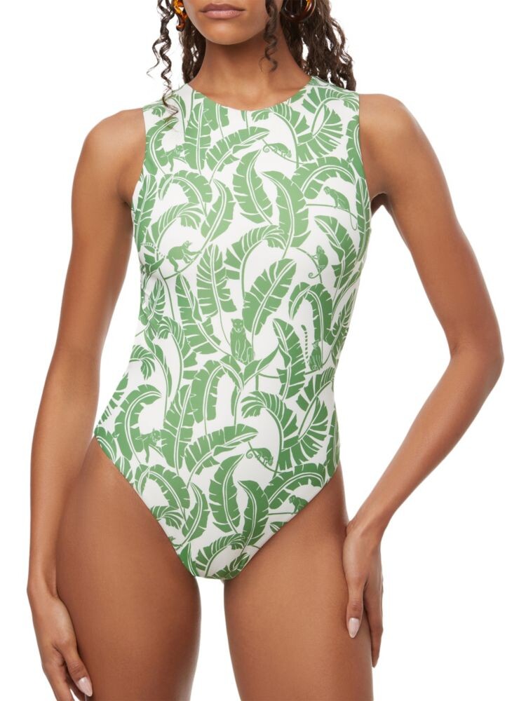 

Цельный купальник с листьями Weworewhat, цвет Green Multi