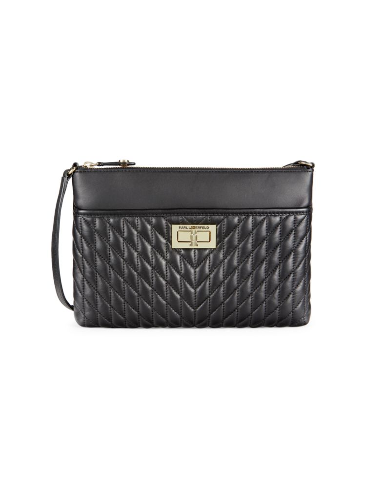 Кожаная сумка через плечо с логотипом Karl Lagerfeld Paris, черный