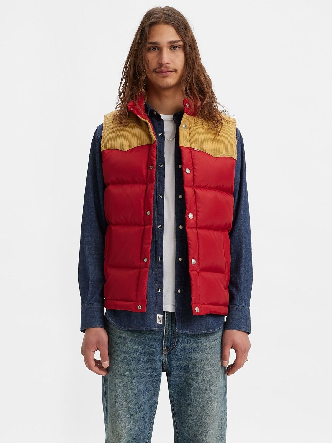 

Жилет Levi's Western Super Puffer, ритмичный красный