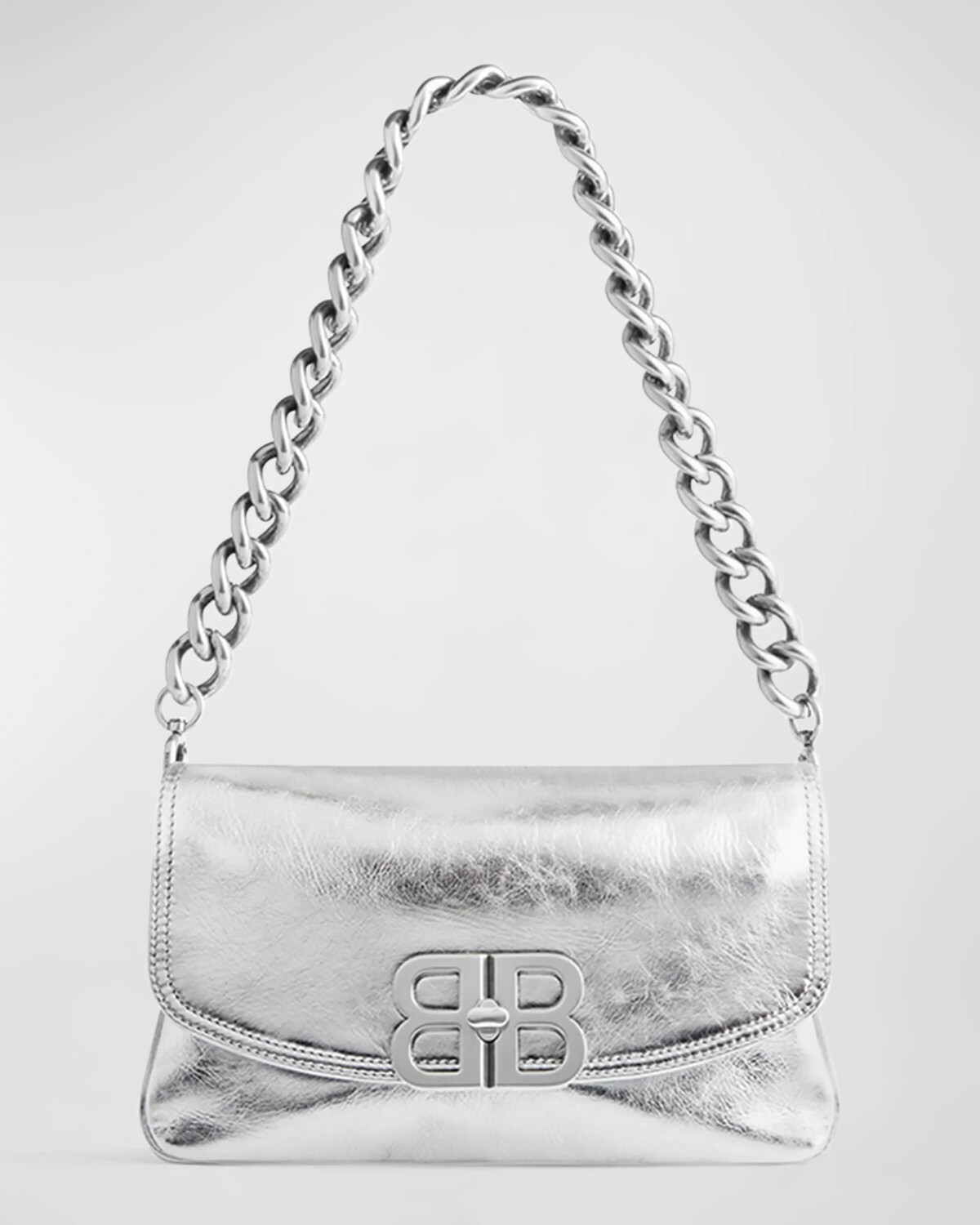 

BB Soft металлическая сумка с небольшим клапаном Balenciaga, цвет Silver
