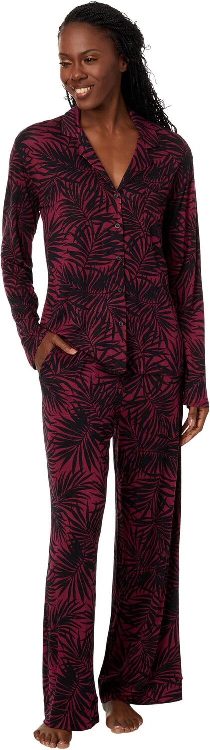 

Укороченная пижама с длинными рукавами и вырезом Tommy Bahama, цвет Merlot Palm