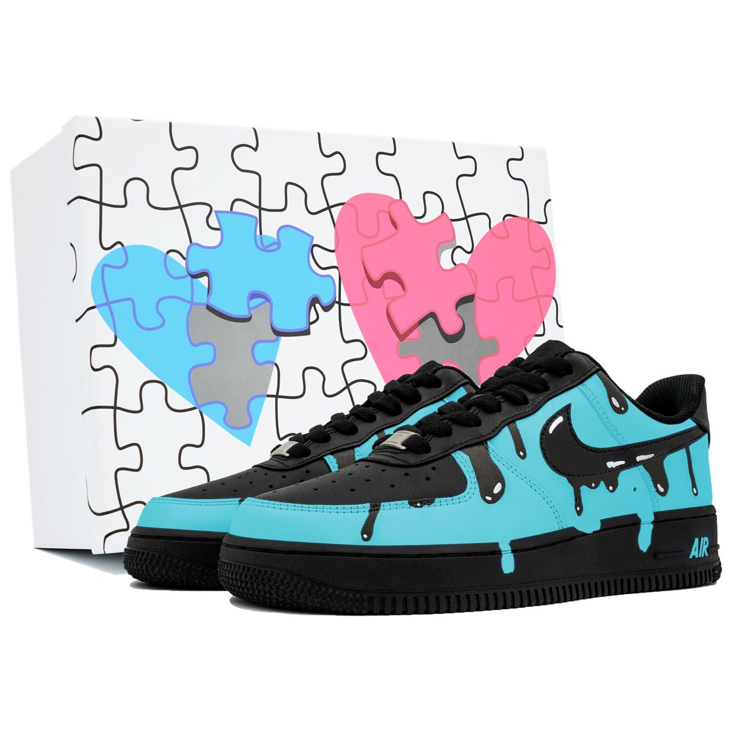 

Кроссовки Nike Air Force 1 Skateboarding Shoes Unisex Low-top Blue, черный