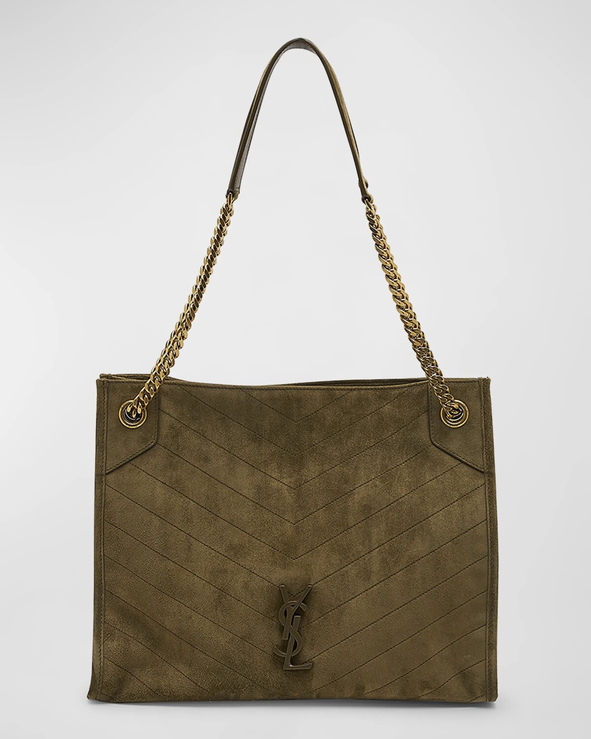 

Сумка-тоут Niki Medium YSL Shopper из стеганой замши Saint Laurent, цвет New Barley