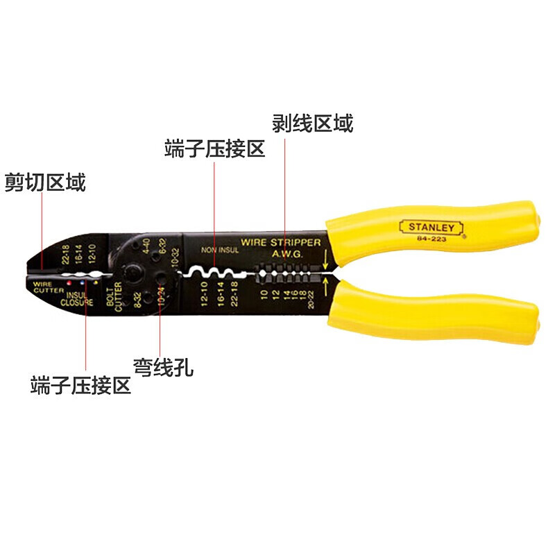 Щипцы для зачистки проводов Stanley, клещи для обжима проводов, клещи для проводки, набор клеммных клещей 84-253-22
