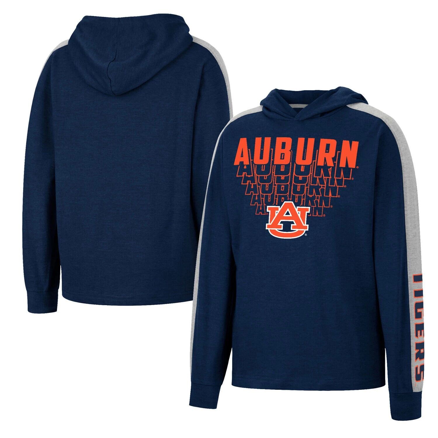 

Молодежная футболка с капюшоном Colosseum Heathered Navy Auburn Tigers Wind Changes Colosseum