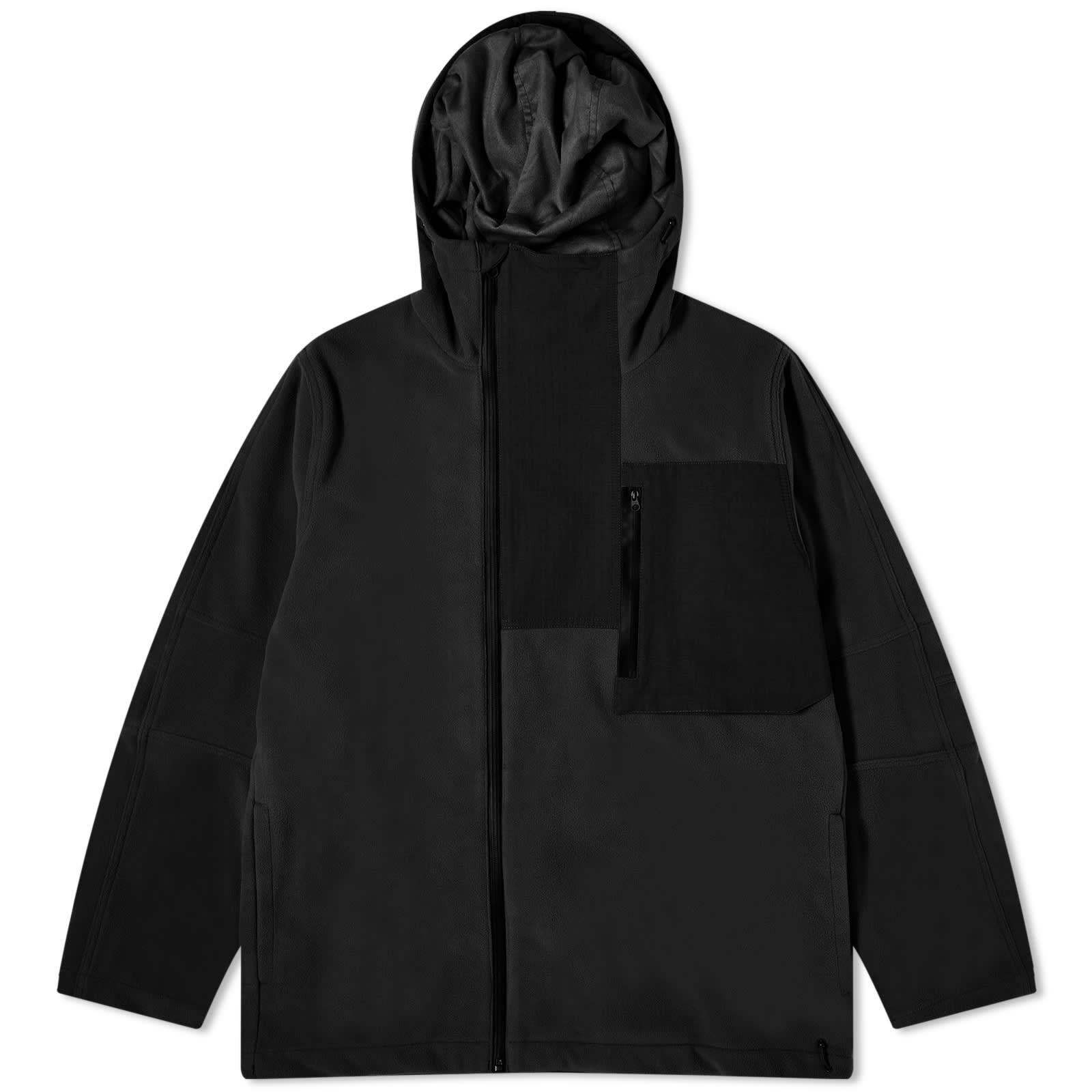 Куртка Maharishi Asym Zipped Hooded Fleece, черный куртка uniqlo fleece zipped бежевый