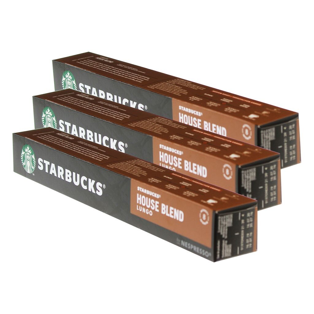 

Кофе Starbucks House Blend Lungo, набор из 3 шт., кофе средней обжарки, обжаренный кофе, совместимый с Nespresso, кофейные капсулы, 30 капсул Nestlé
