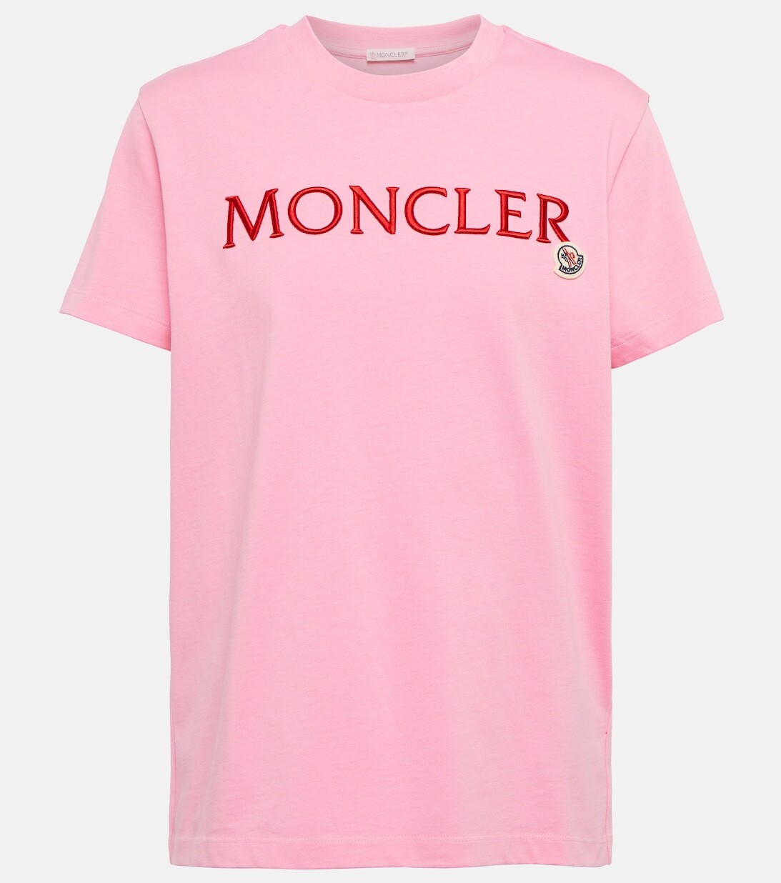 

Хлопковая футболка с логотипом MONCLER, розовый
