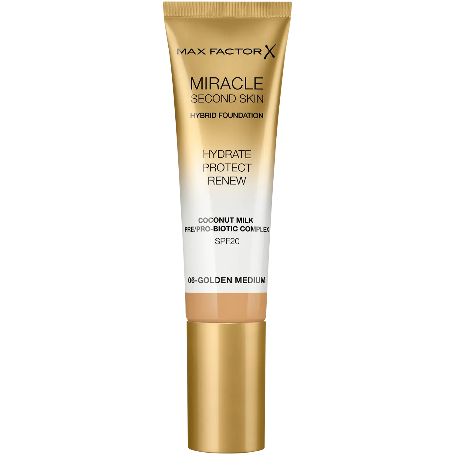 Увлажняющий тональный крем для лица spf20 золотая среда 06 Max Factor Miracle Second Skin, 30 мл max factor miracle second skin hybrid foundation spf 20