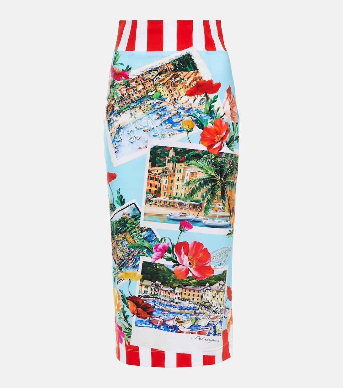 

Юбка миди из джерси с принтом Portofino DOLCE&GABBANA, разноцветный