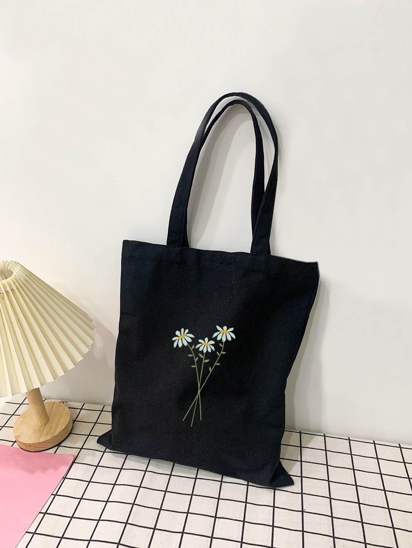 Сумка-шоппер с цветочным принтом, черный сумка шоппер с цветочным принтом черный