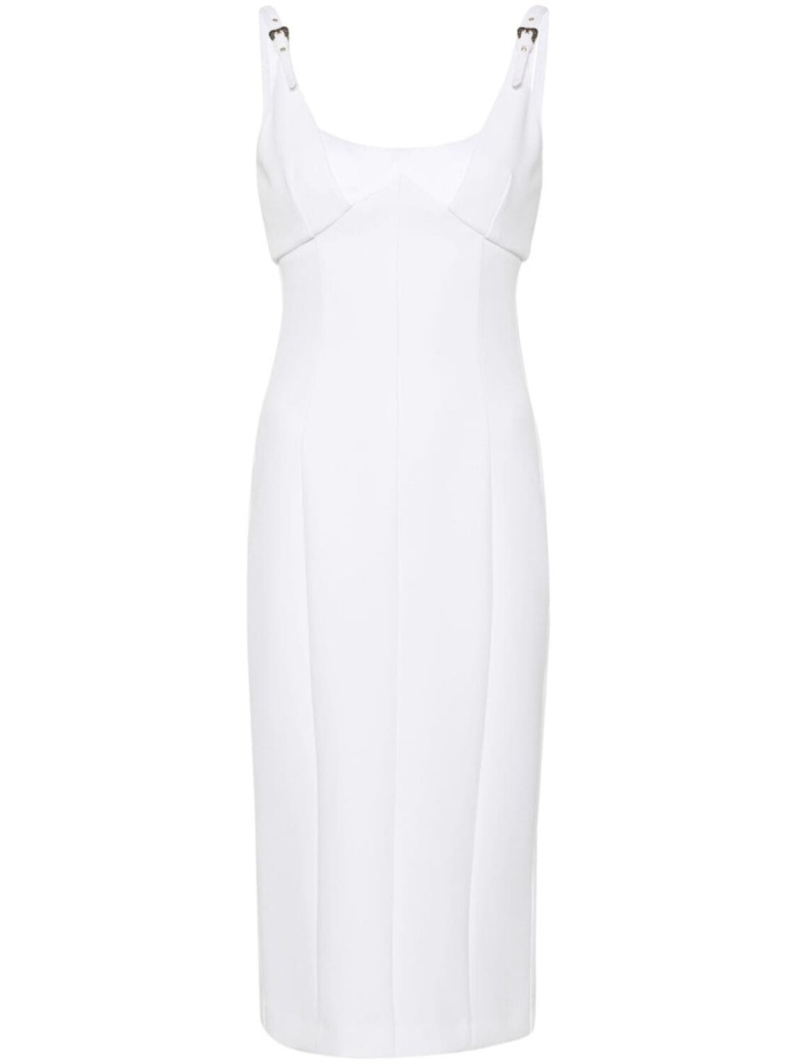 

Versace Jeans Couture платье миди с пряжкой Baroque Buckle, белый