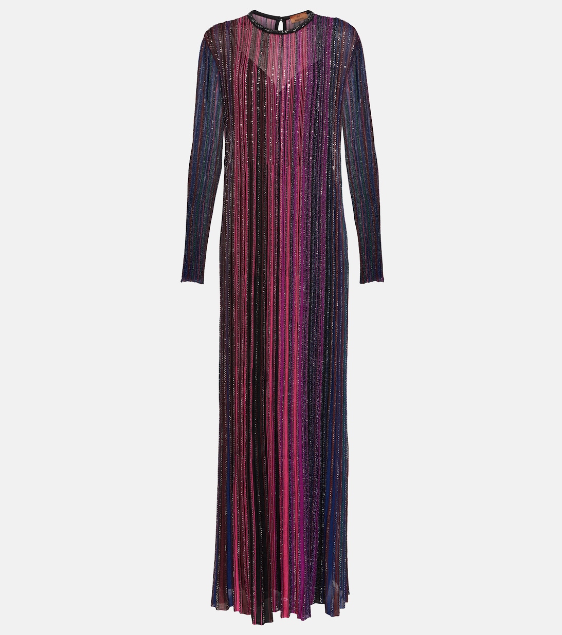 Трикотажное платье макси из ткани ламе MISSONI, разноцветный