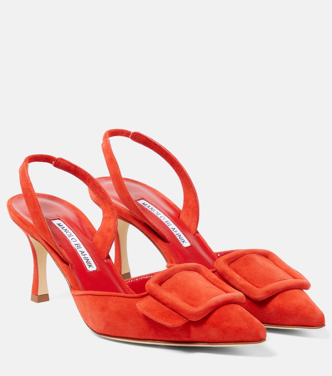 

Замшевые туфли gala 70 с пяткой на пятке Manolo Blahnik, красный