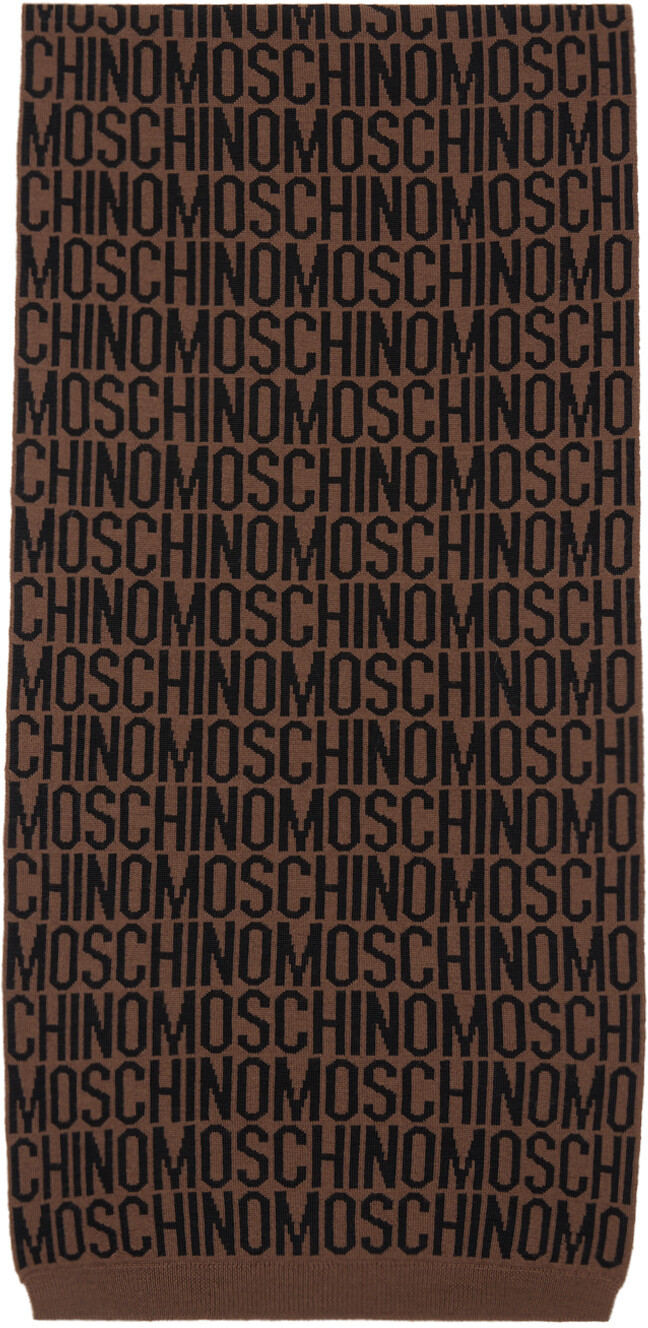 

Коричневый шарф с отделкой в ​​рубчик Moschino