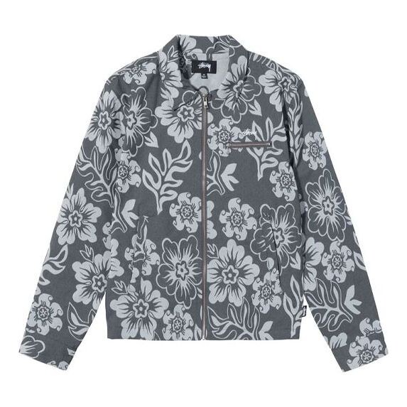 

Куртка Stussy Hawaiian Zip Jacket Black Printing Zipper Unisex, черный