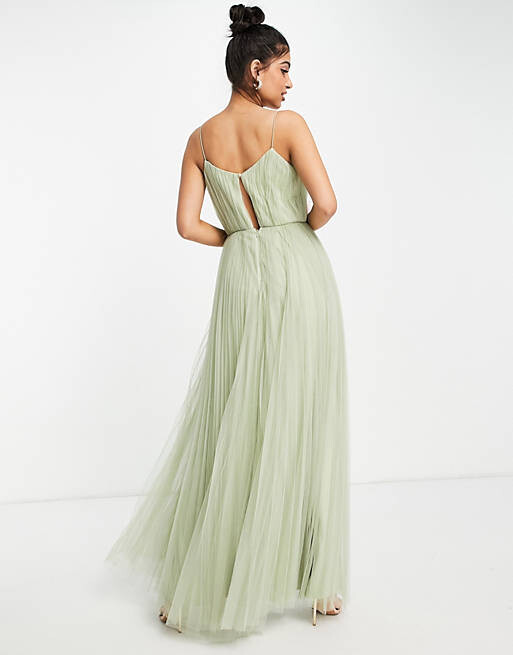 

Платье макси из тюля со складками ASOS DESIGN Bridesmaid