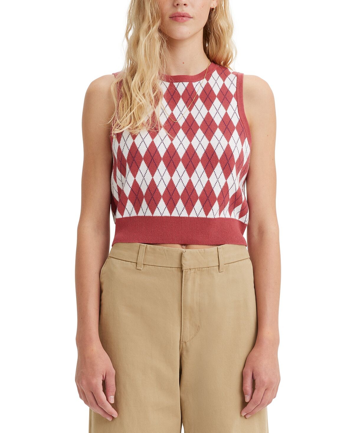 

Женский укороченный свитер-жилет Ilia Cotton Argyle Levi's