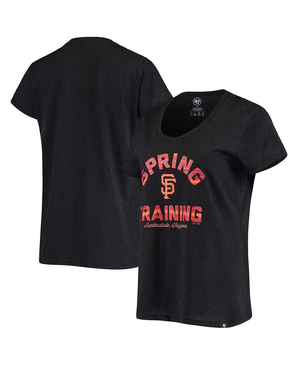

Женская черная футболка с овальным вырезом San Francisco Giants Spring Training, меланжевого цвета '47 Brand, черный