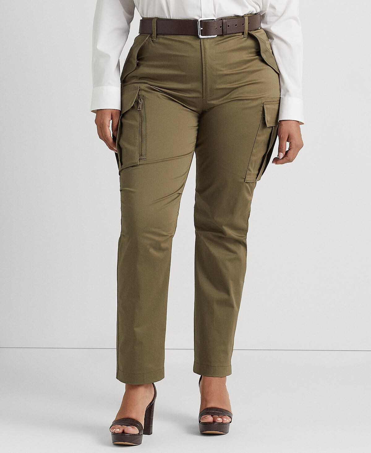 

Брюки-карго из хлопкового сатина больших размеров Lauren Ralph Lauren