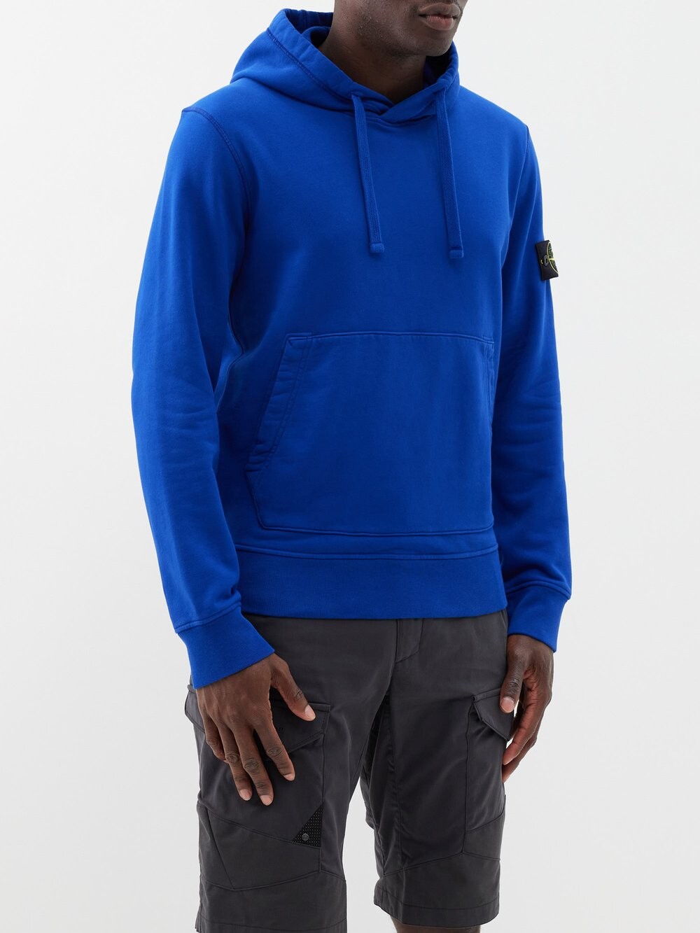 

Худи из хлопкового джерси с нашивкой-логотипом Stone Island, синий