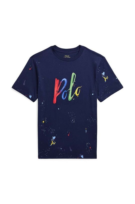 

Детская хлопковая футболка Polo Ralph Lauren, темно-синий