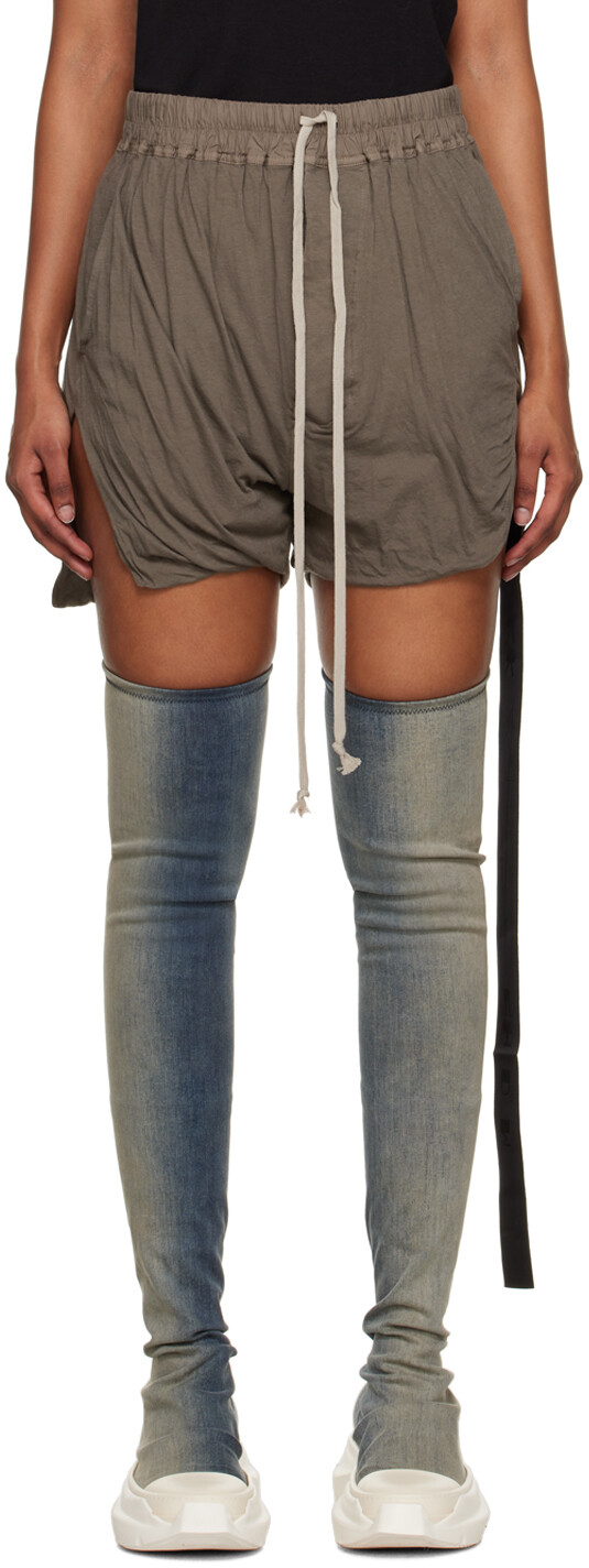 

Серые мокрые шорты Rick Owens DRKSHDW