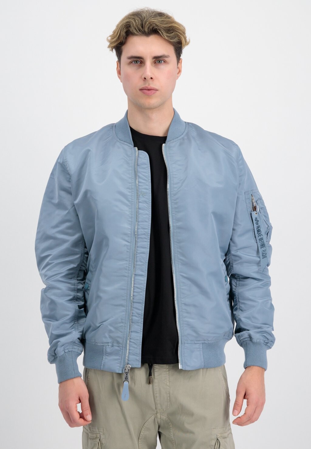 

Куртка-бомбер Alpha Industries, серо-голубой, Синий