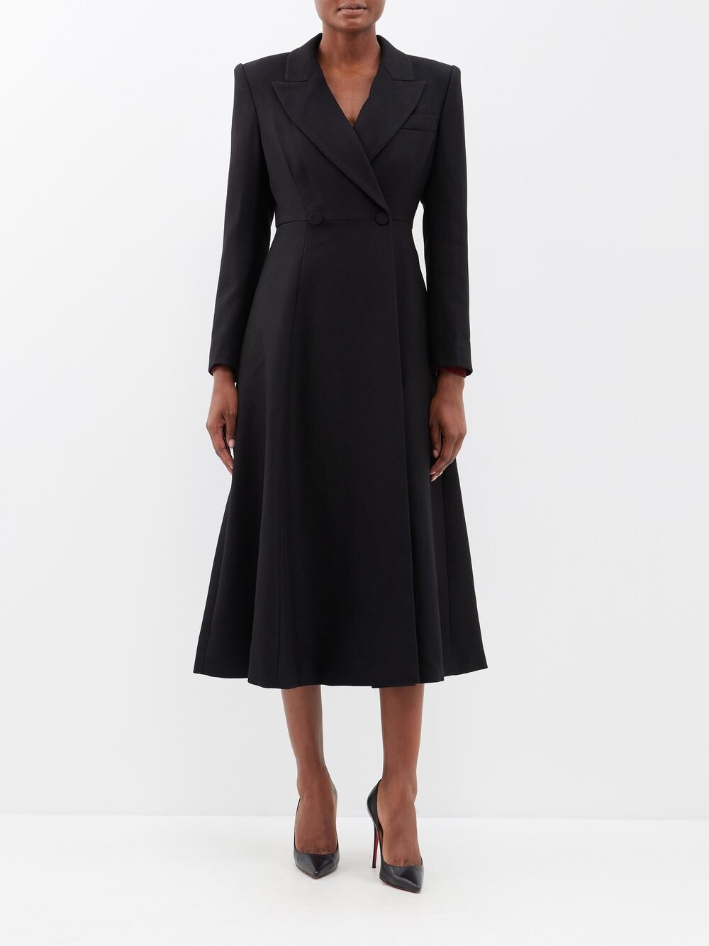 

Двубортное пальто из твила Roland Mouret, черный