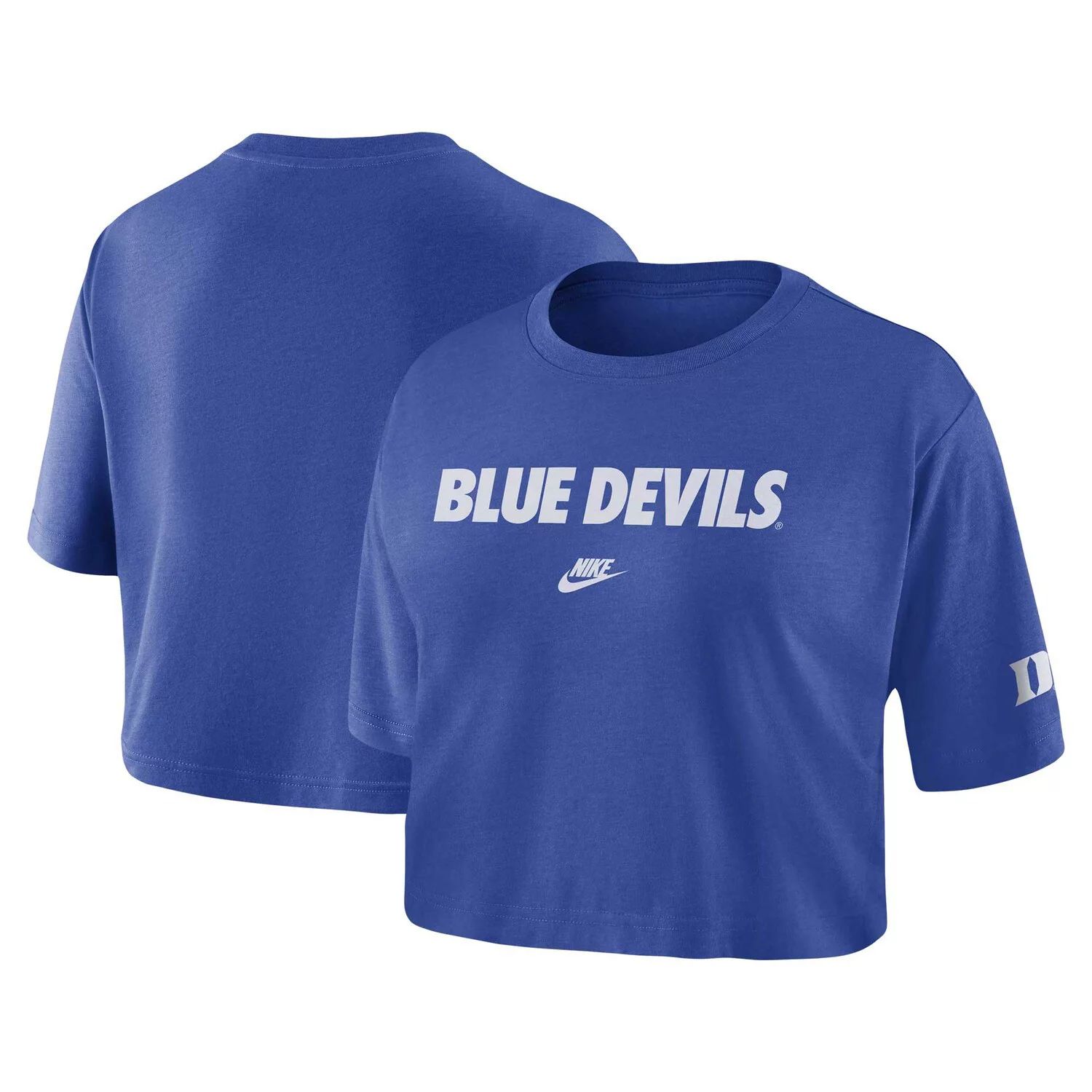Женская укороченная футболка с надписью Nike Royal Duke Blue Devils Nike