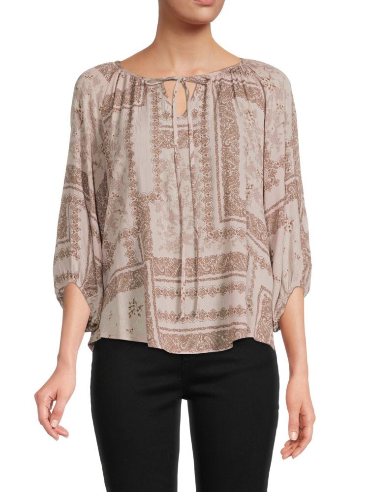 

Топ-крестьянка Keyhole с узором пейсли Renee C., цвет Grey Multicolor