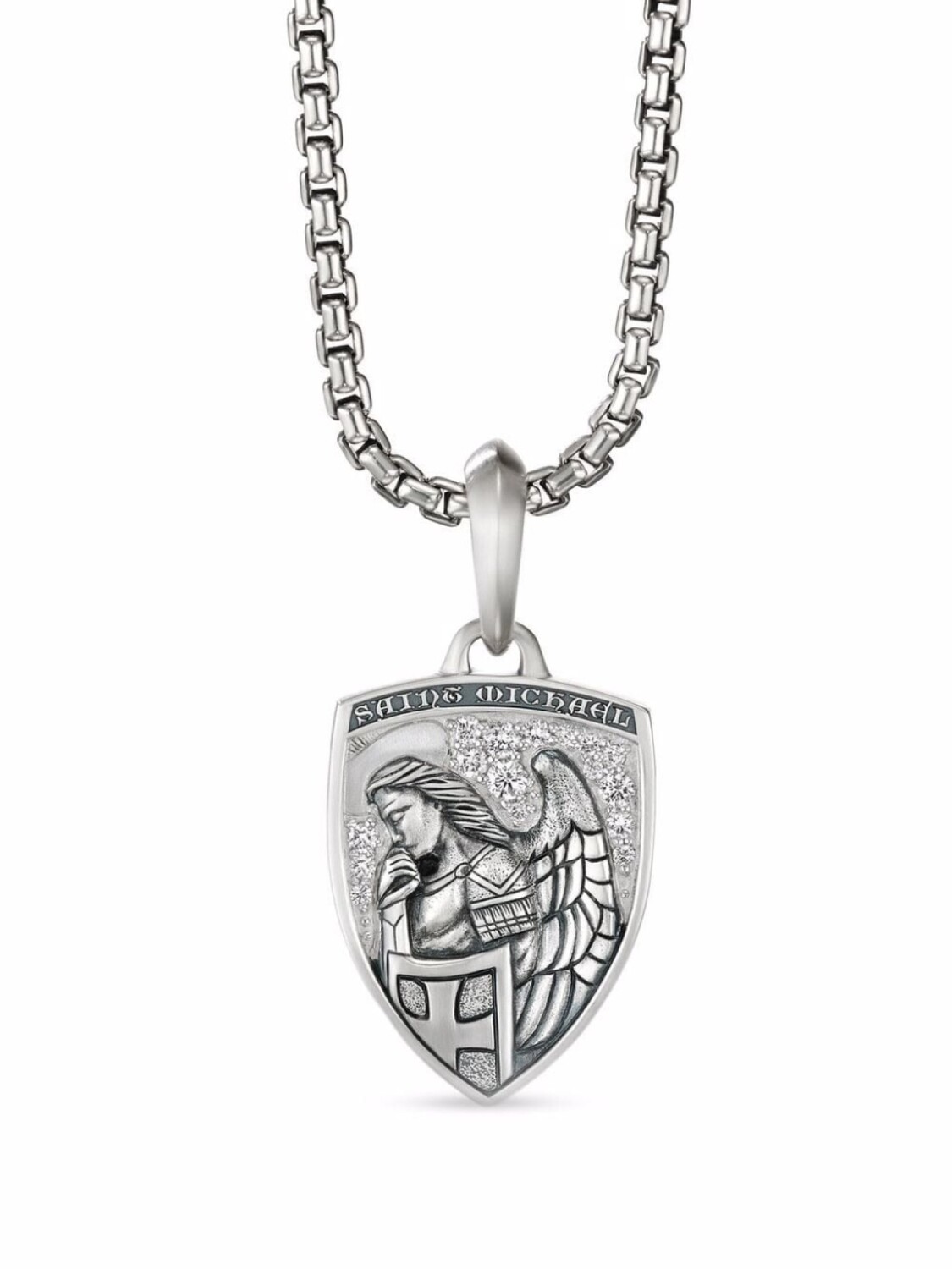 

Серебряная подвеска St. Michael с бриллиантами David Yurman, серебряный