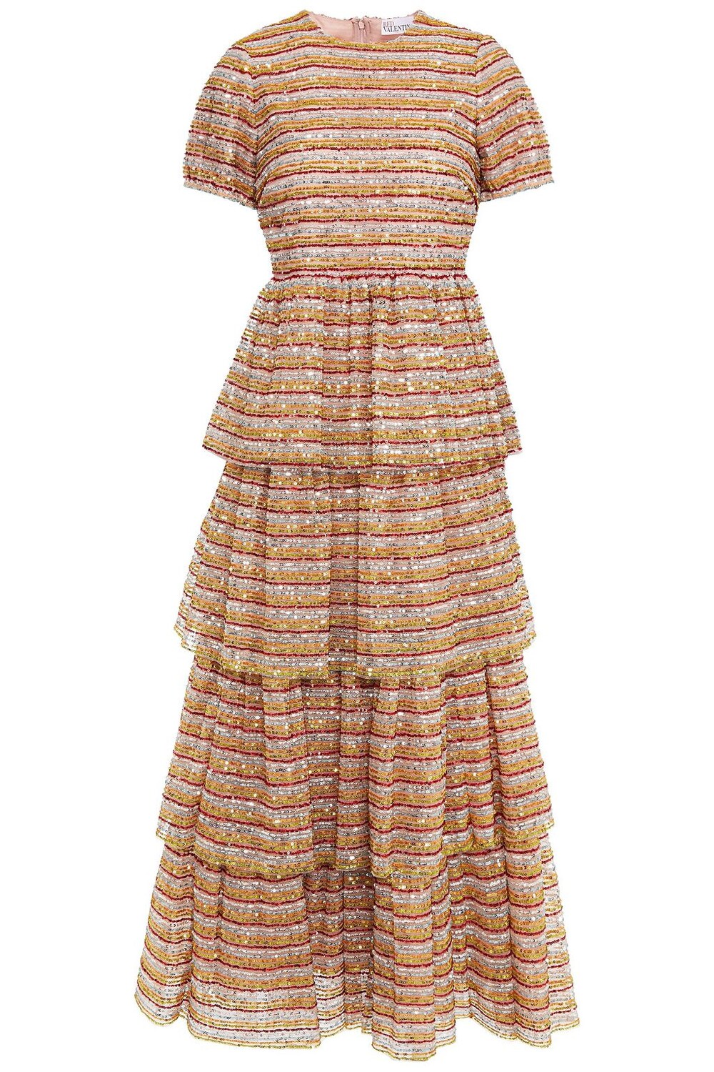 

Многоярусное платье миди из тюля с пайетками REDVALENTINO, разноцветный