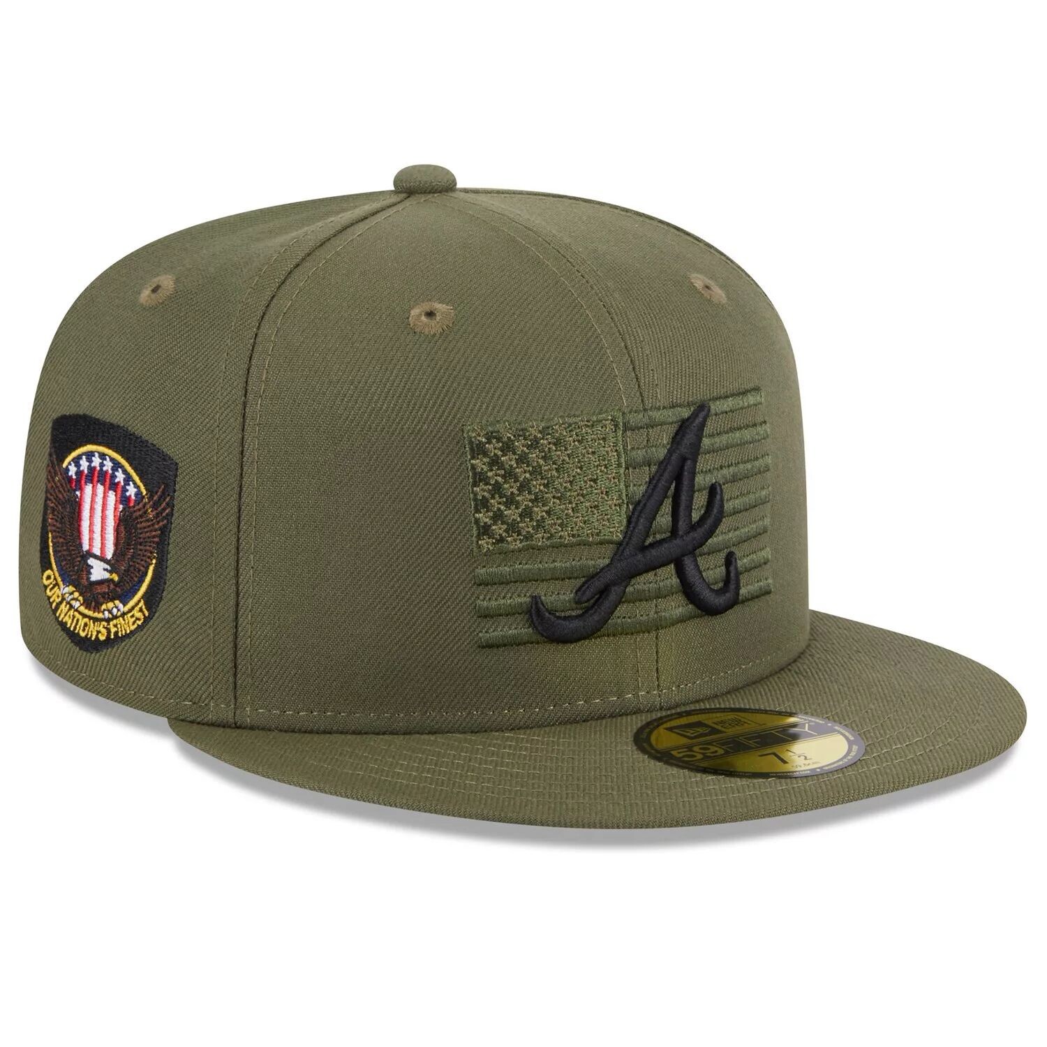 

Мужская облегающая кепка New Era Green Atlanta Braves 2023, посвященная Дню вооруженных сил 59FIFTY