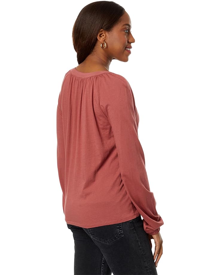 

Футболка bobi Los Angeles Split-Neck Long Sleeve Shirred Tee, цвет Rustic