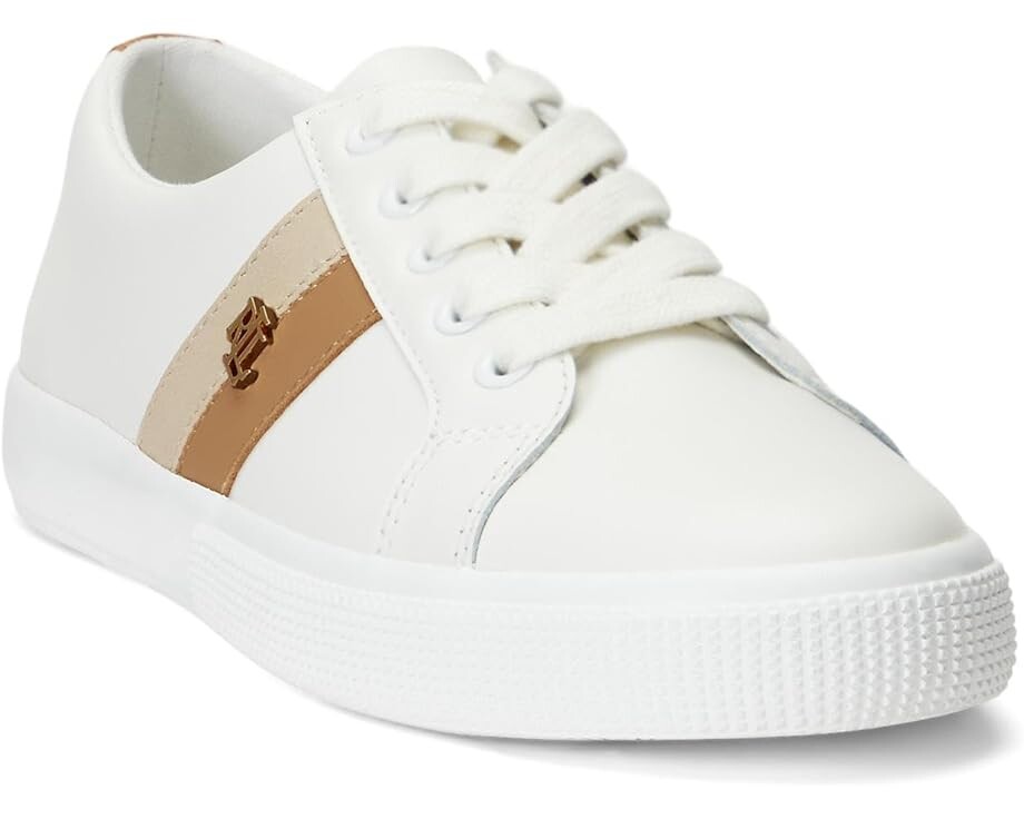 

Кроссовки LAUREN Ralph Lauren Janson II Leather Sneakers, цвет Snow White/Explorer Sand/Buff