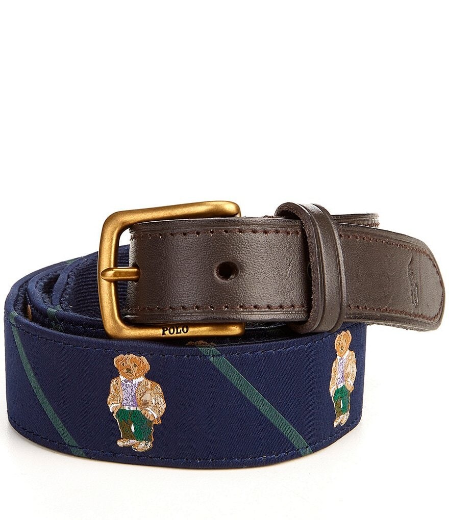 

Ремень Polo Ralph Lauren с кожаной отделкой, синий
