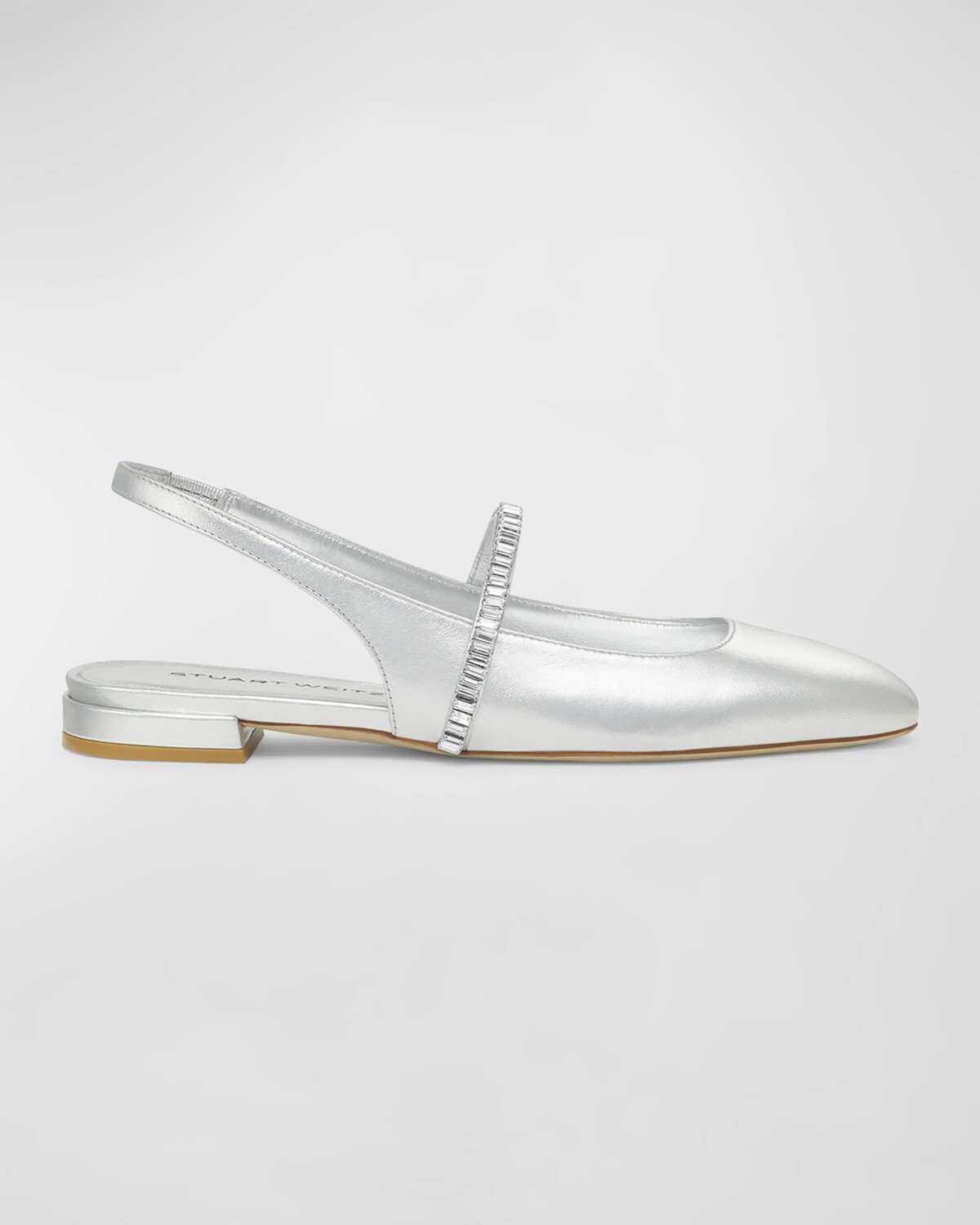 

Балетки Stefanie с металлизированной пяткой и пяткой Stuart Weitzman, цвет Silver/Clear