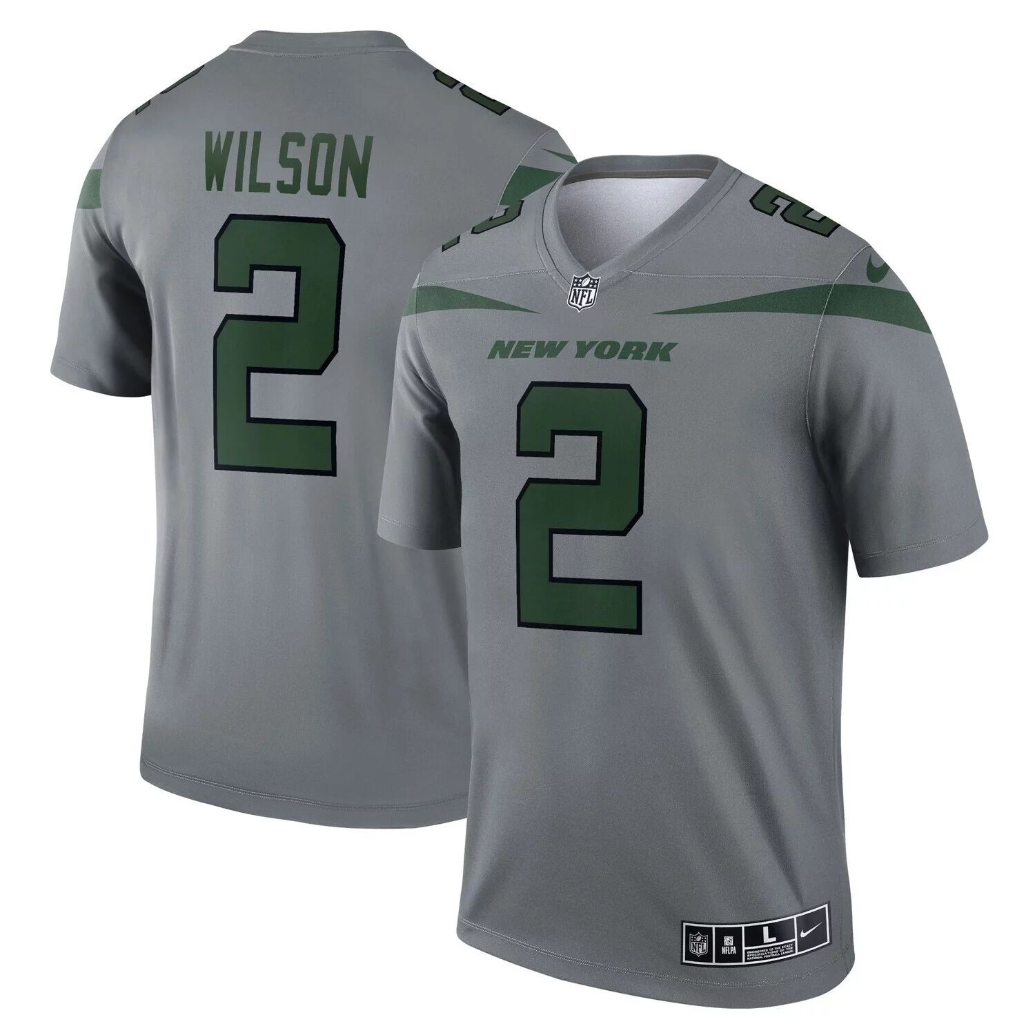

Мужская серая майка Zach Wilson New York Jets Inverted Legend Nike, Серый