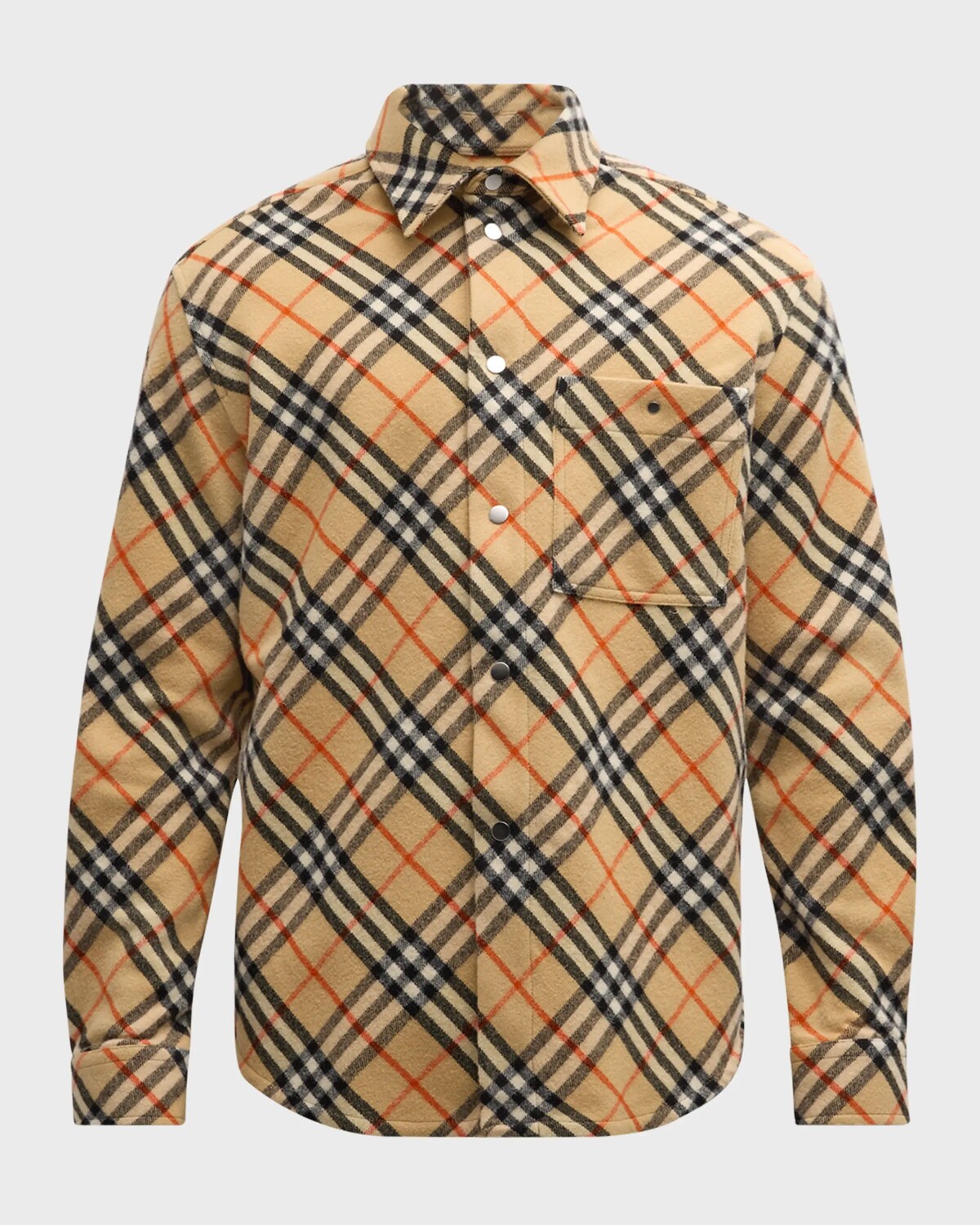 

Мужская шерстяная рубашка в клетку на пуговицах Burberry, цвет Sand Ip Check