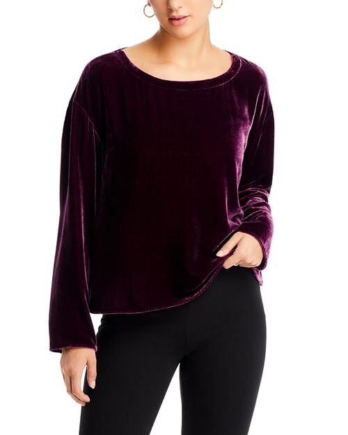 

Бархатный топ с балетным вырезом Eileen Fisher, цвет Purple