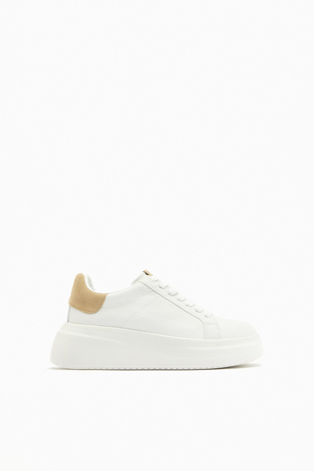 

Кожаные кроссовки на платформе Zara, белый