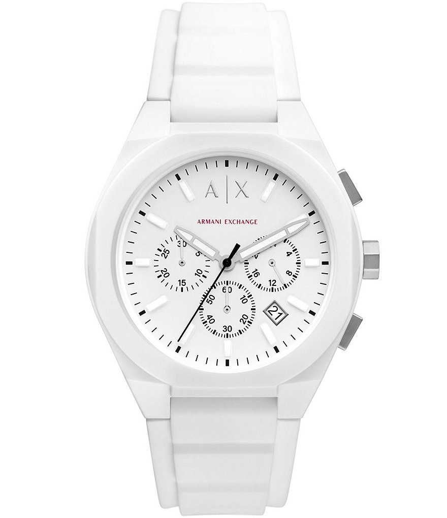 Мужские часы Armani Exchange Rafael Chronograph с белым силиконовым ремешком, белый часы madrid rafael paloma белый