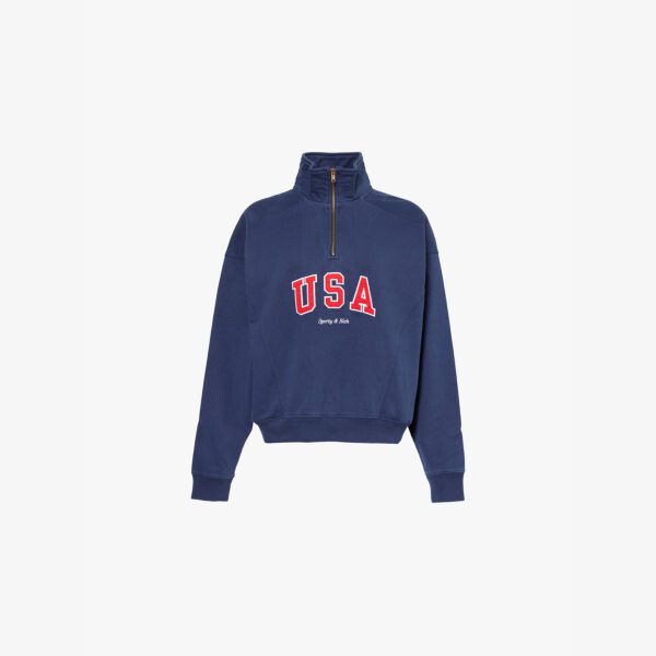

Oly usa толстовка с высоким воротом из хлопкового джерси Sporty & Rich, синий