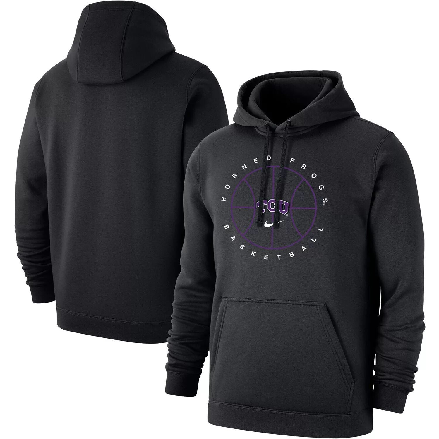 

Мужской черный флисовый пуловер с капюшоном TCU Horned Frogs Basketball Icon Club Nike