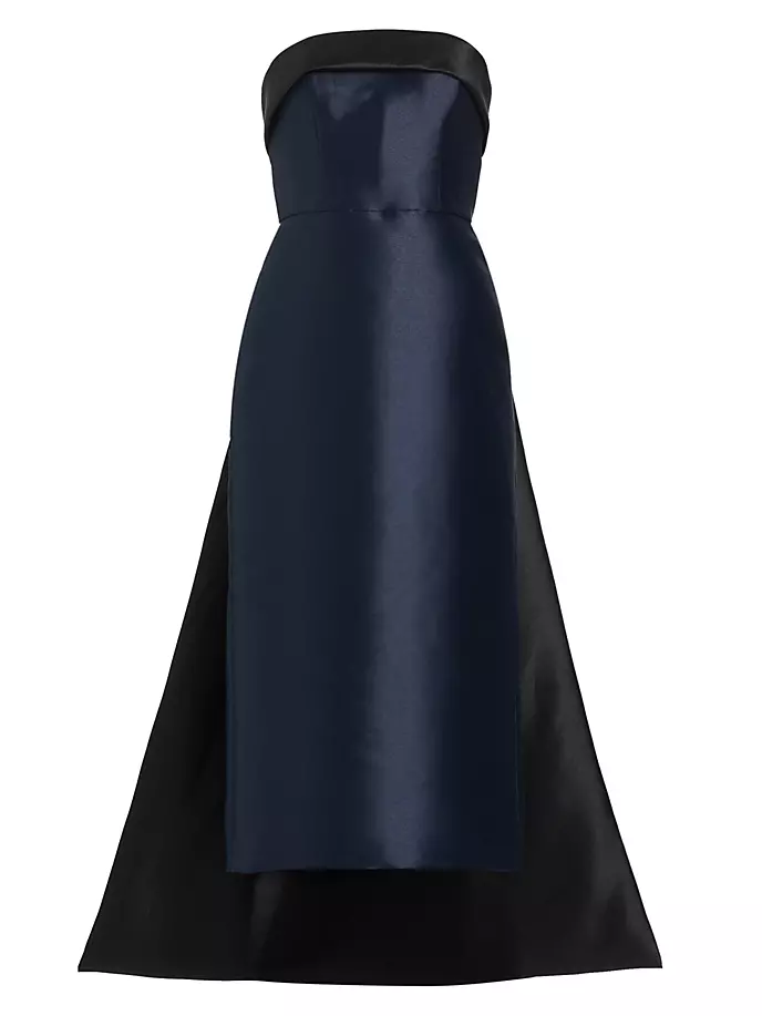 Атласное платье длиной до колена без бретелек Микадо Amsale, черный