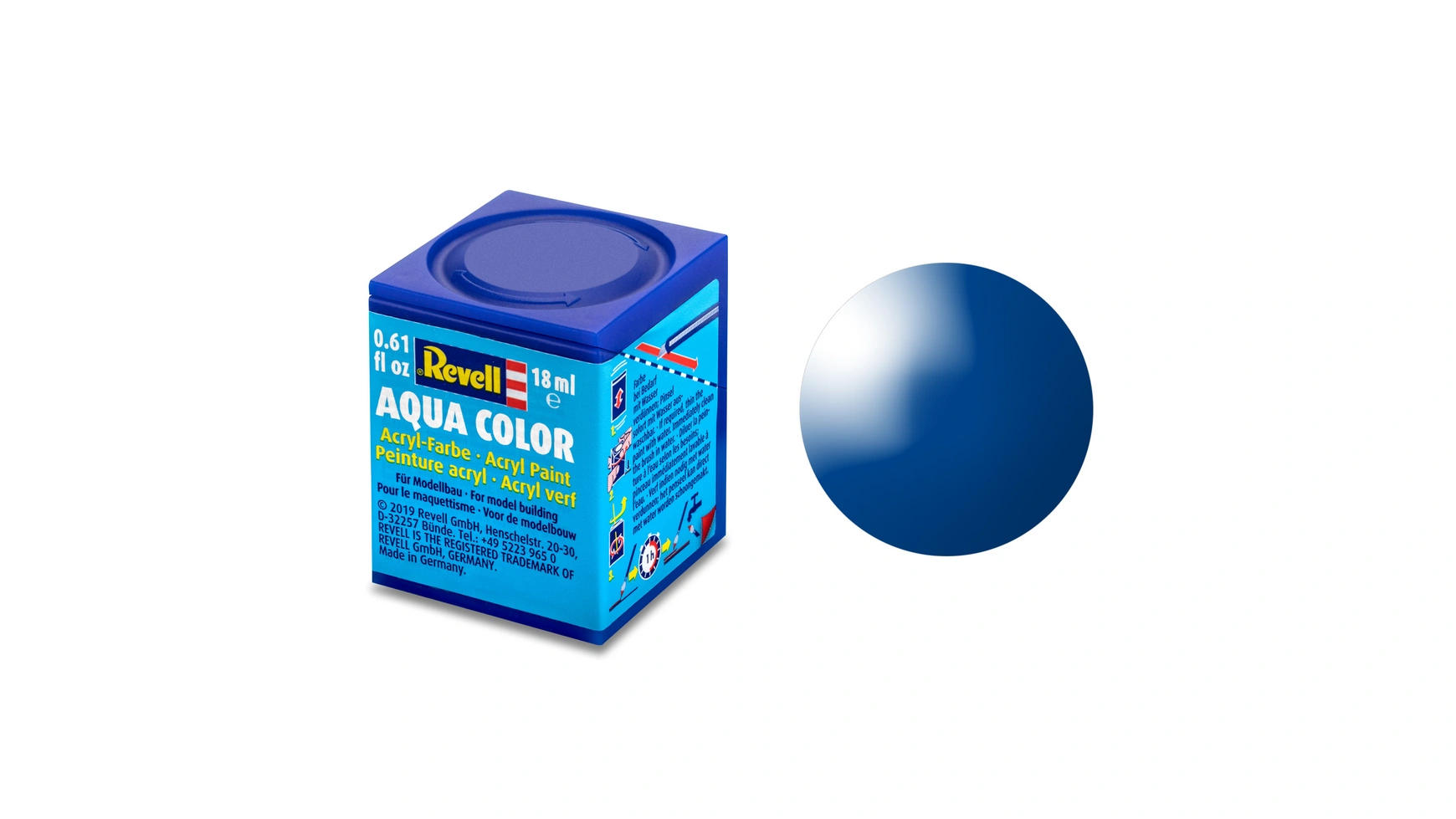 

Revell Aqua Color Blue, блестящий, 18 мл, RAL 5005