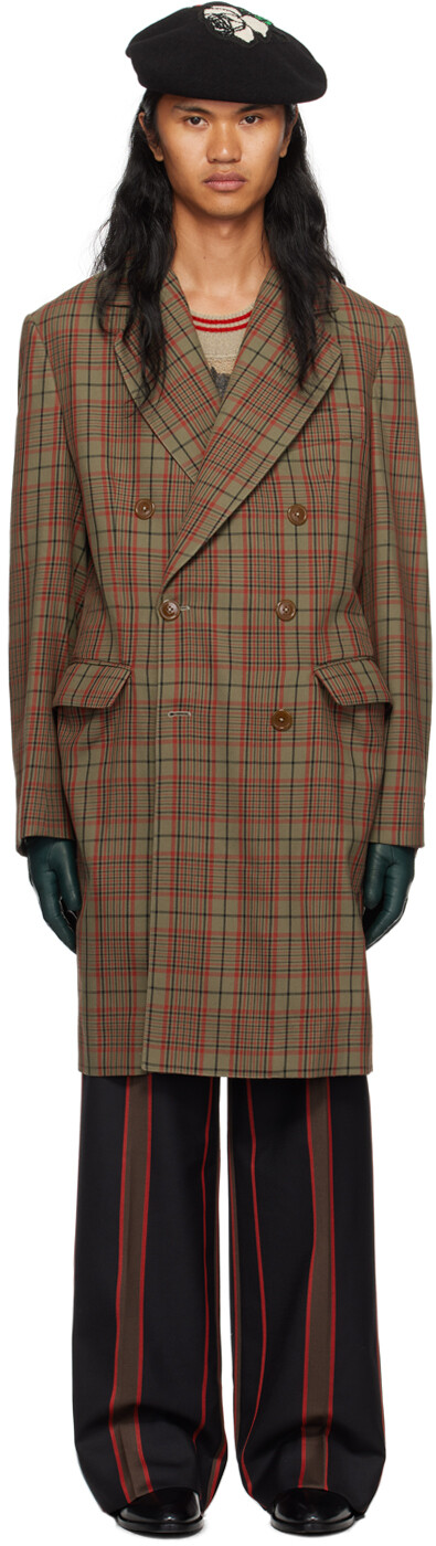 

Хаки и красное пальто в клетку Vivienne Westwood, Красный